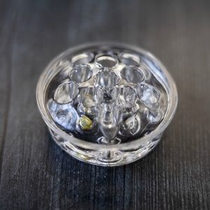 Vintage glass flower frog 11 eleven holes